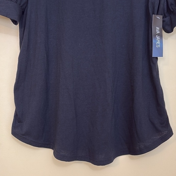 Ava James | NWT Black Paris Pink Bow Eiffel Tower Rounded Hem Short Sleeve Top M - Picture 8 of 13